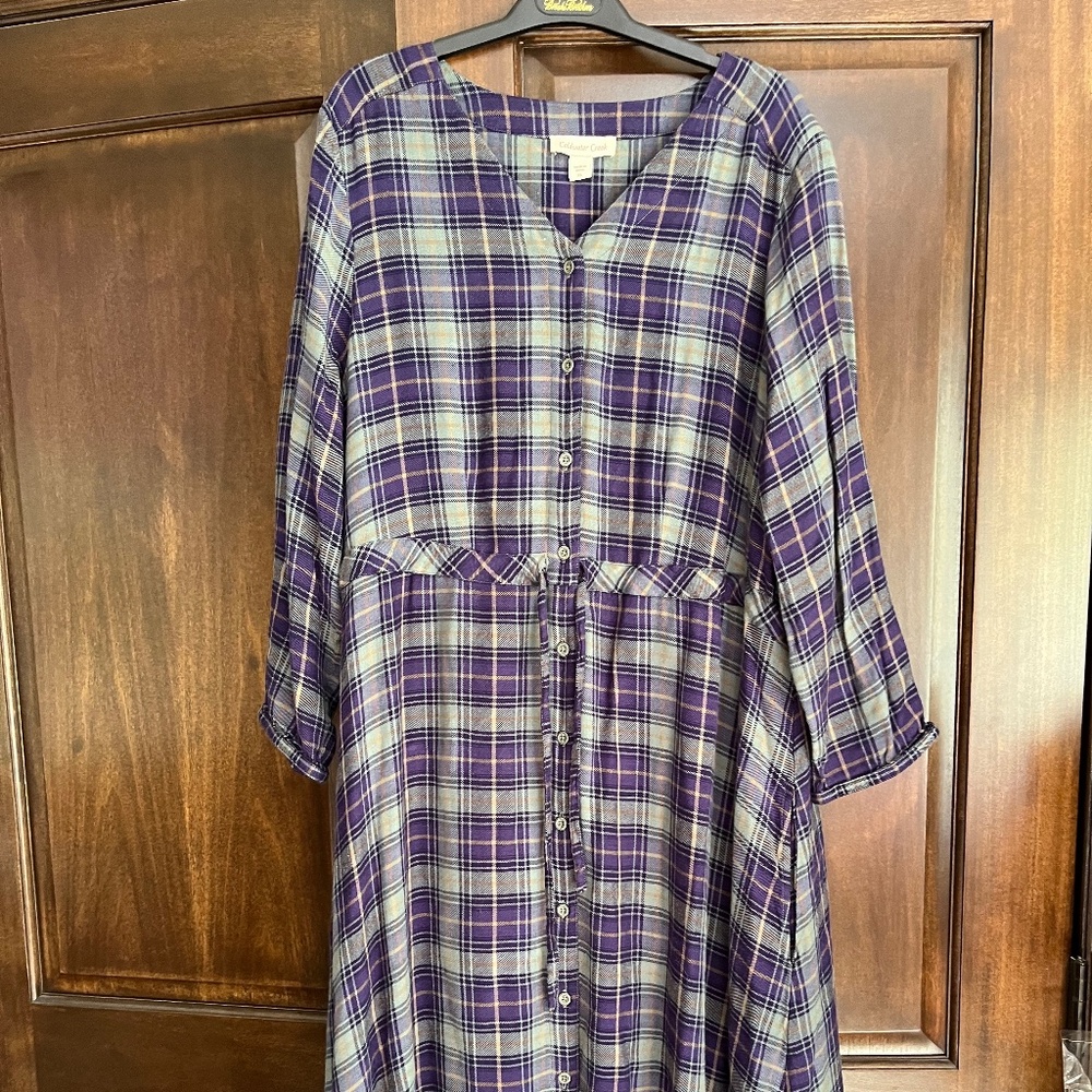 Coldwater Creek Flannel Plaid Dress Sz. XL